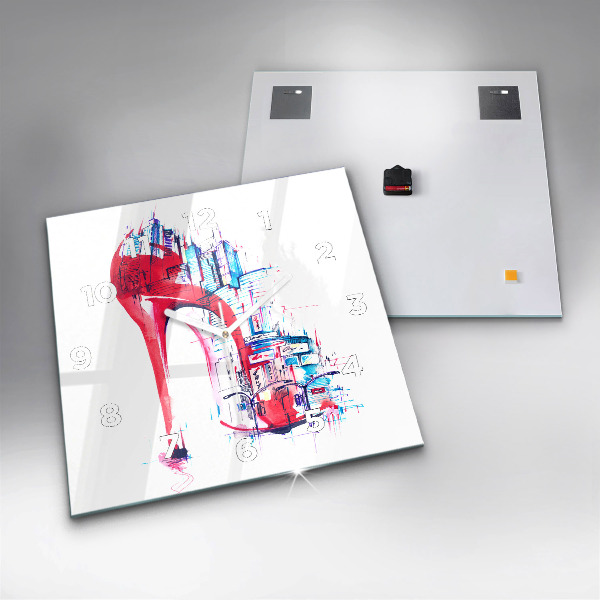 Square wall clock Red heel