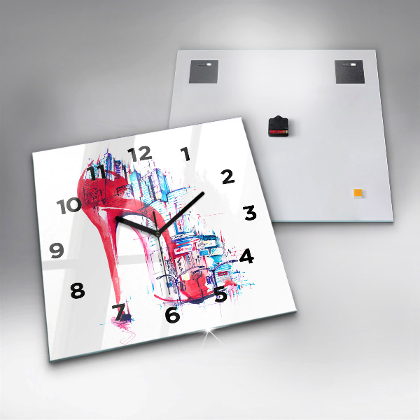 Square wall clock Red heel