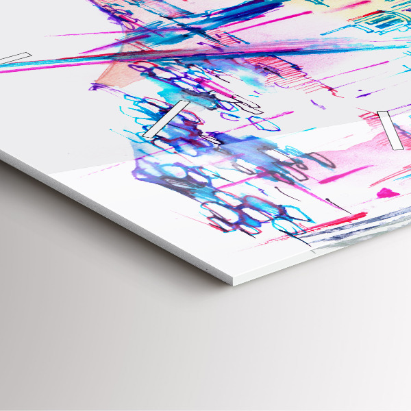 Square wall clock Rain umbrella and city