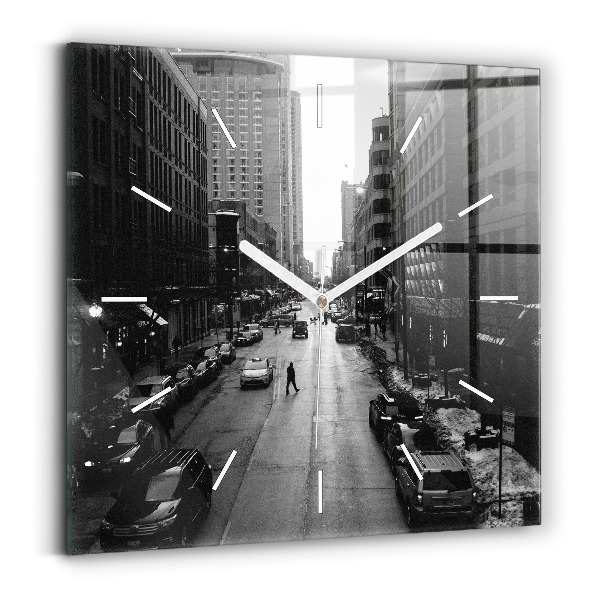 Square wall clock Chicago City Streets