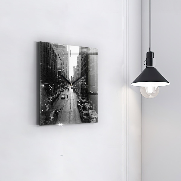 Square wall clock Chicago City Streets