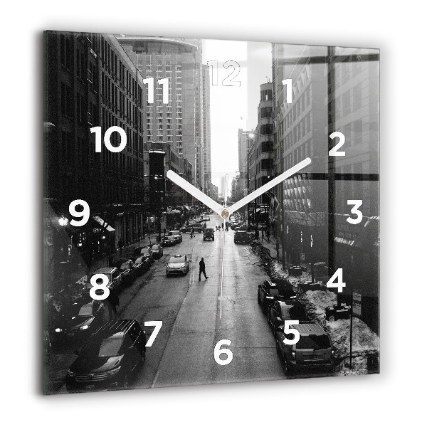 Square wall clock Chicago City Streets