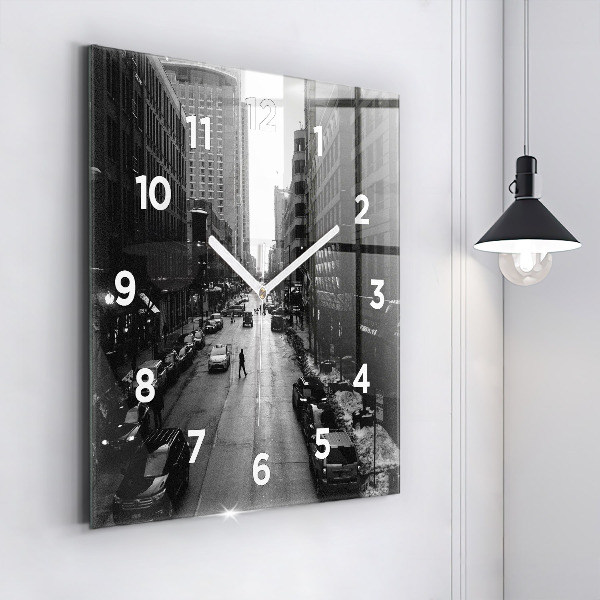 Square wall clock Chicago City Streets