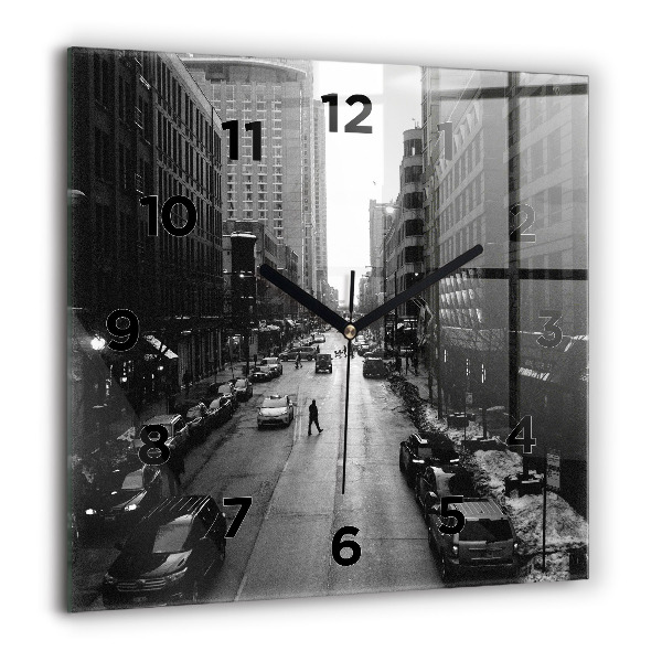 Square wall clock Chicago City Streets