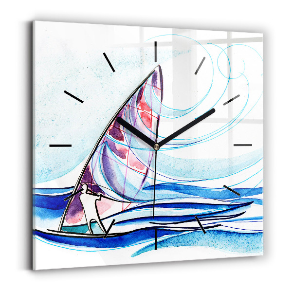 Square wall clock Surfboard