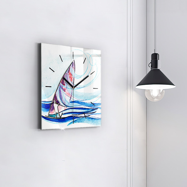 Square wall clock Surfboard