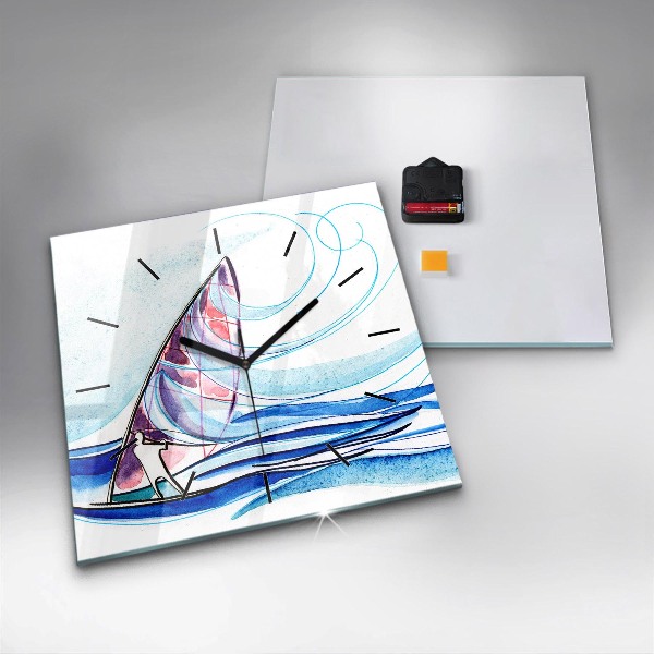 Square wall clock Surfboard