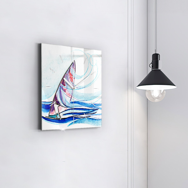 Square wall clock Surfboard