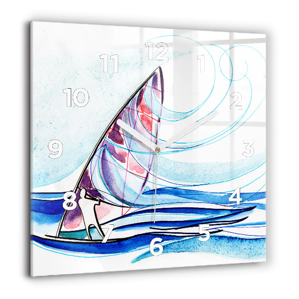 Square wall clock Surfboard