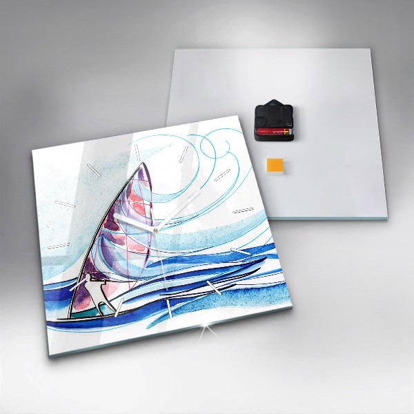 Square wall clock Surfboard