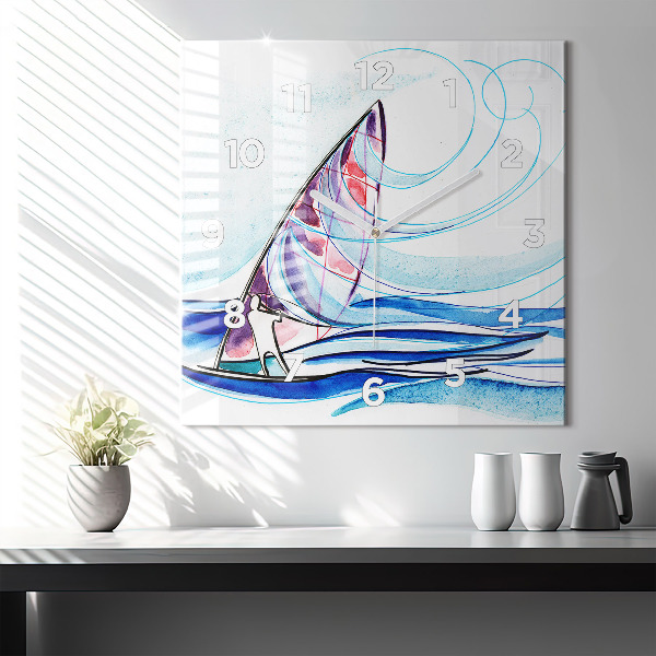 Square wall clock Surfboard