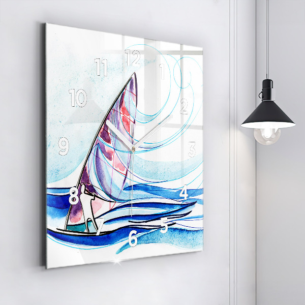 Square wall clock Surfboard