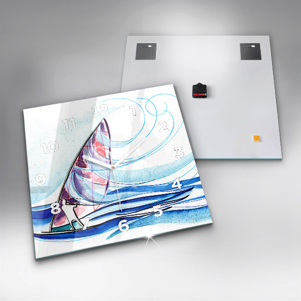 Square wall clock Surfboard