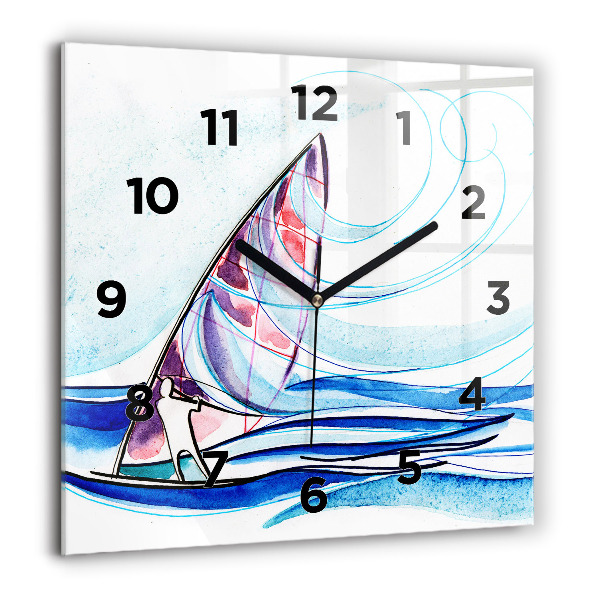 Square wall clock Surfboard