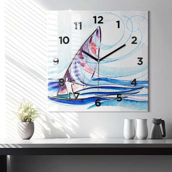 Square wall clock Surfboard