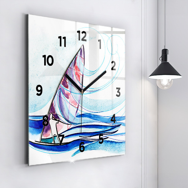 Square wall clock Surfboard