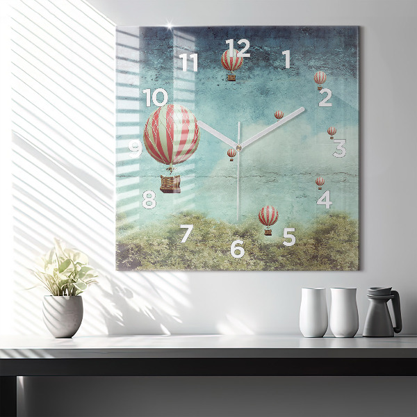 Square wall clock Painted balloons