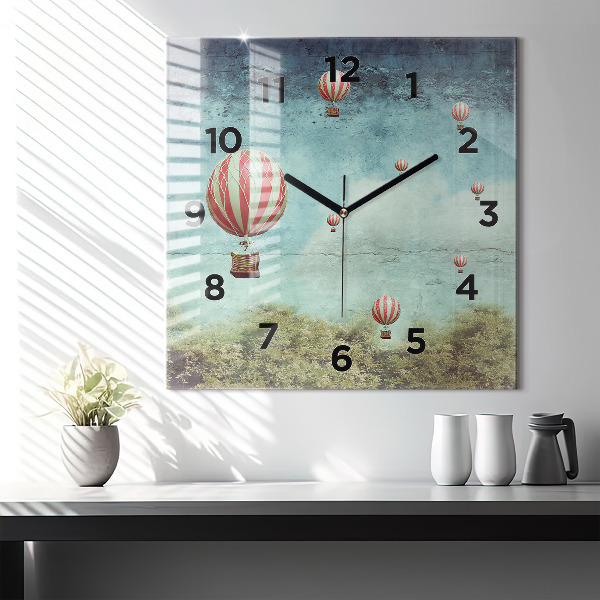 Square wall clock Painted balloons