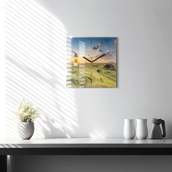 Square wall clock Lighthouse