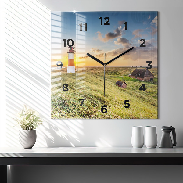 Square wall clock Lighthouse