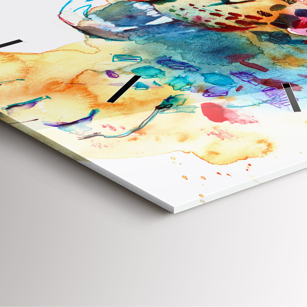 Square wall clock Abstract wild cat
