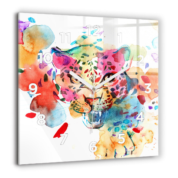 Square wall clock Abstract wild cat