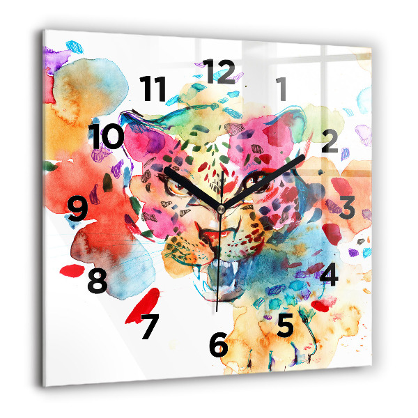 Square wall clock Abstract wild cat