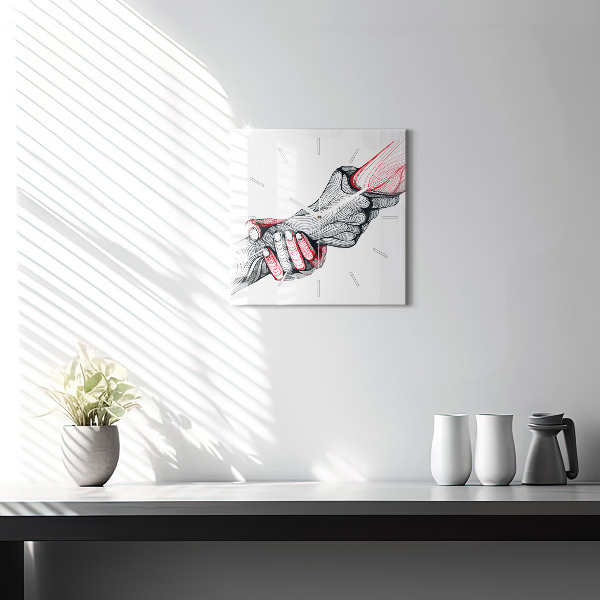 Square wall clock Holding hands