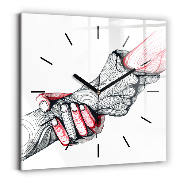 Square wall clock Holding hands