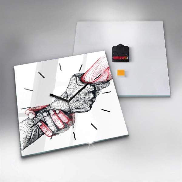 Square wall clock Holding hands