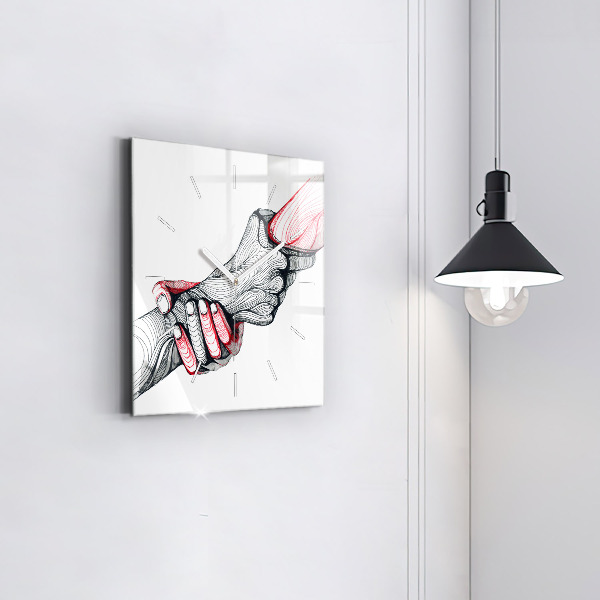 Square wall clock Holding hands