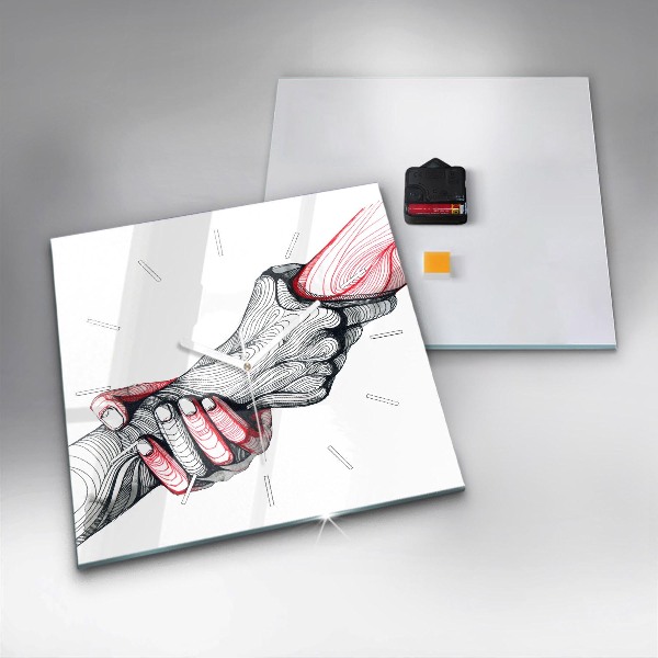 Square wall clock Holding hands