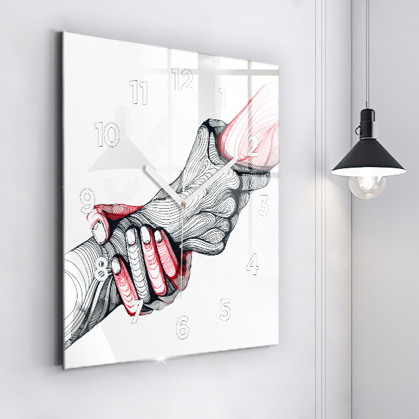 Square wall clock Holding hands