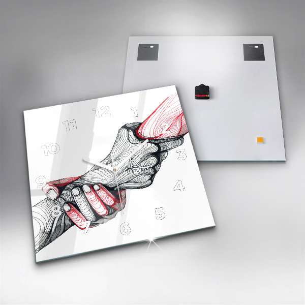 Square wall clock Holding hands