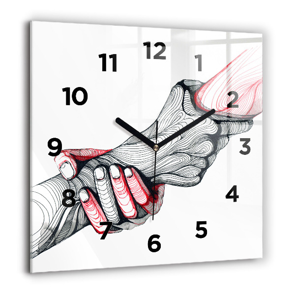 Square wall clock Holding hands