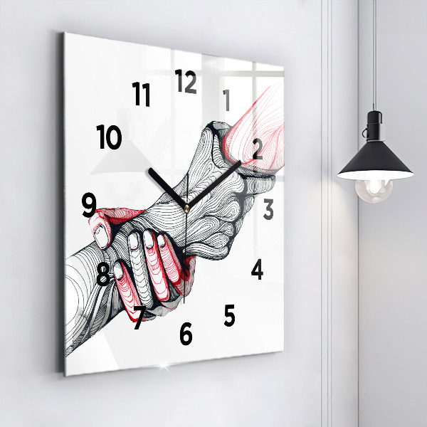 Square wall clock Holding hands