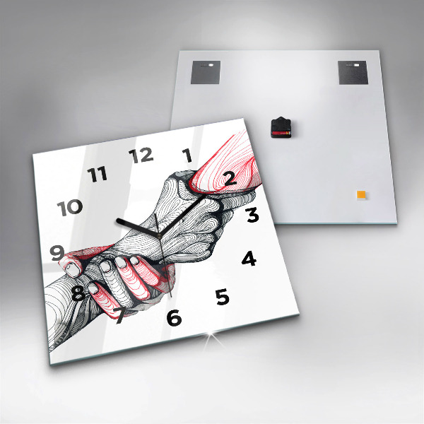 Square wall clock Holding hands