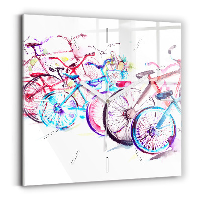 Square wall clock Colorful city bikes