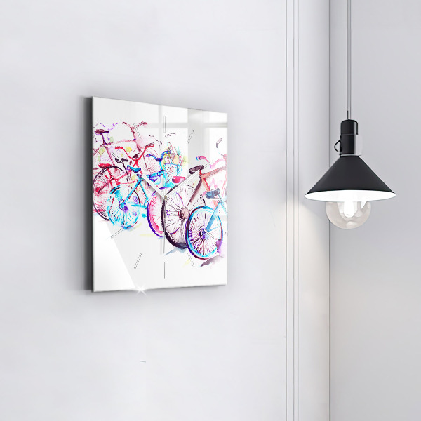 Square wall clock Colorful city bikes