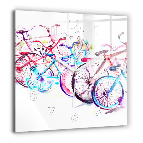 Square wall clock Colorful city bikes