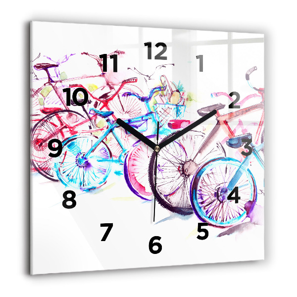 Square wall clock Colorful city bikes