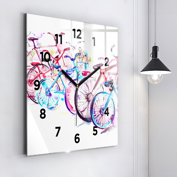 Square wall clock Colorful city bikes