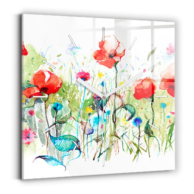 Square wall clock Flowers in the meadow