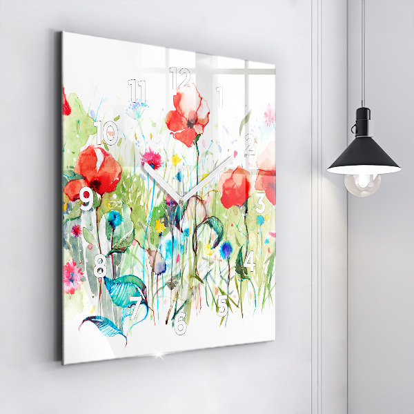 Square wall clock Flowers in the meadow