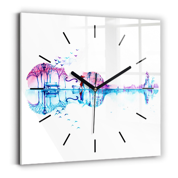 Square wall clock Cello Park Lake
