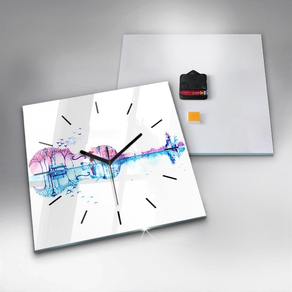 Square wall clock Cello Park Lake