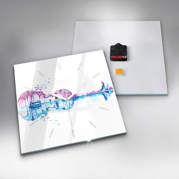 Square wall clock Cello Park Lake