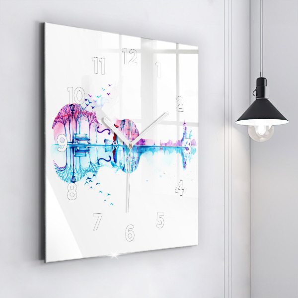 Square wall clock Cello Park Lake