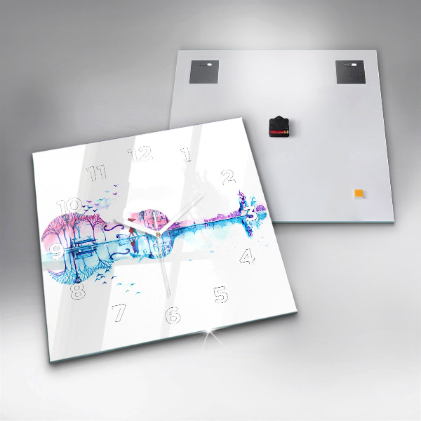 Square wall clock Cello Park Lake