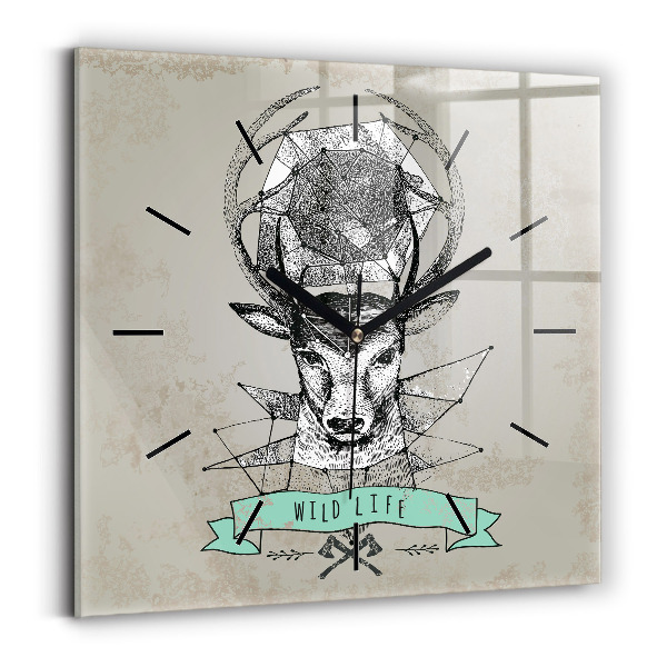 Square wall clock Deer head
